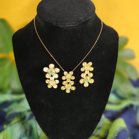 Jewelry made by hand Gold Plated 24 K. Silver 950, Morralla Emeral and Berillium - Picture 3 of 11